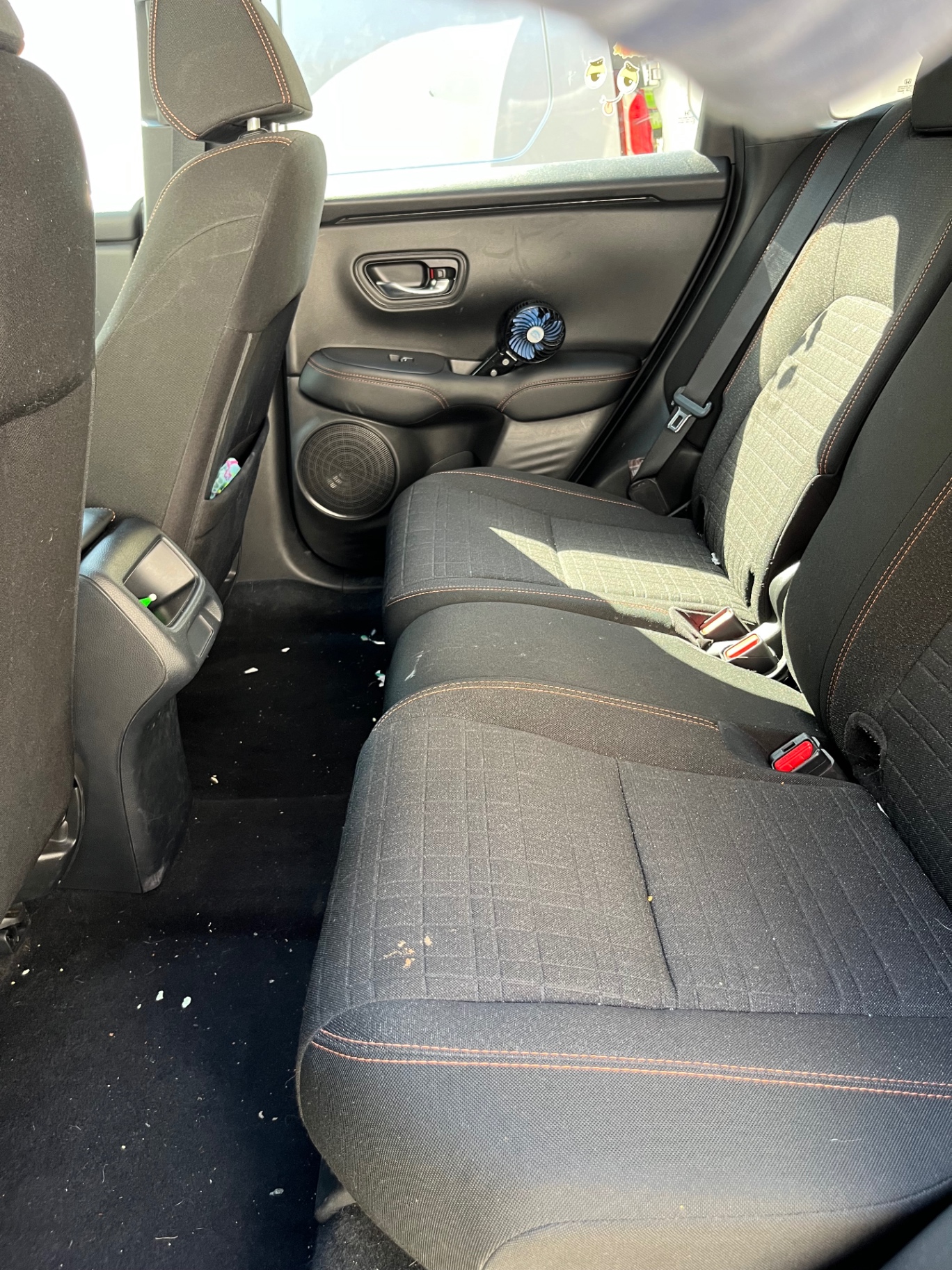 Rear seats & carpet — before