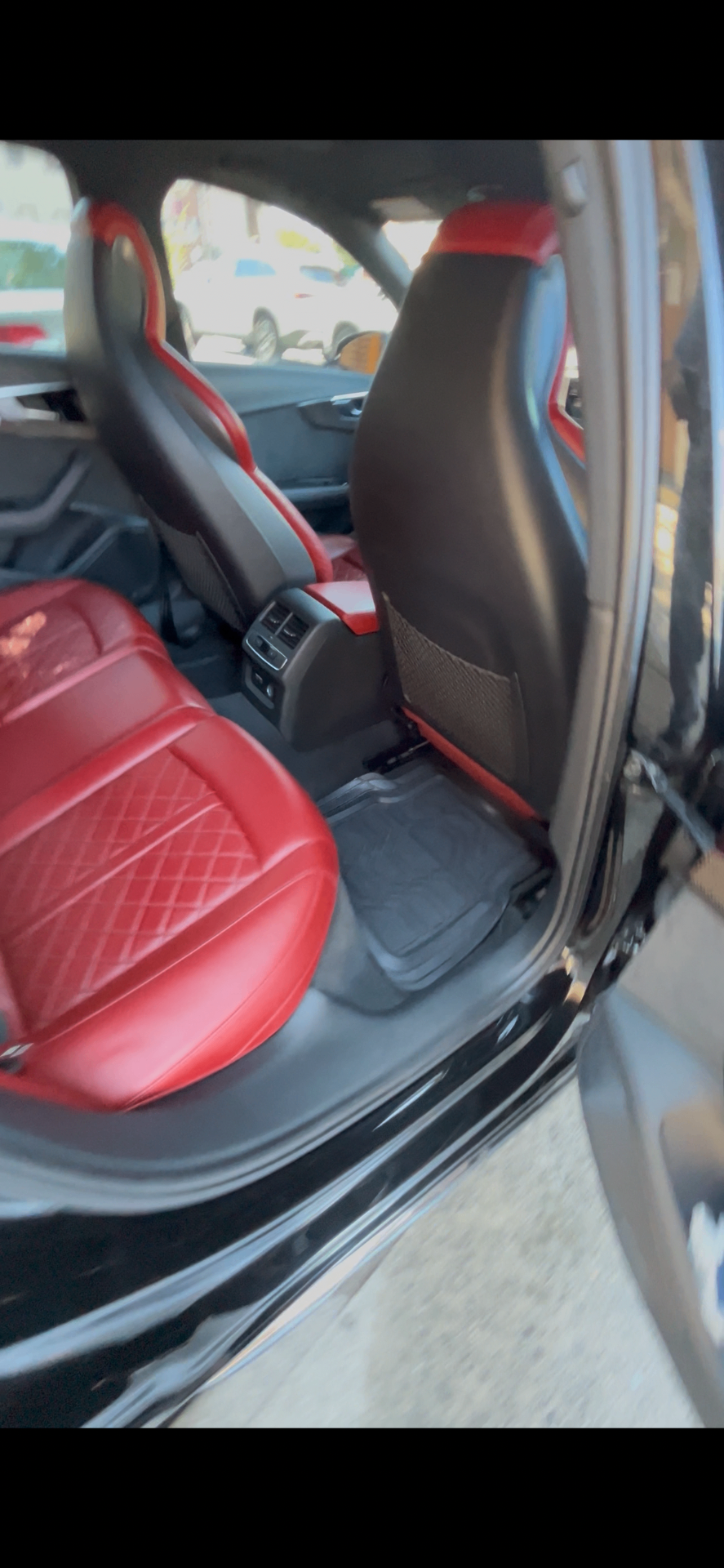 Leather seat cleaning — before